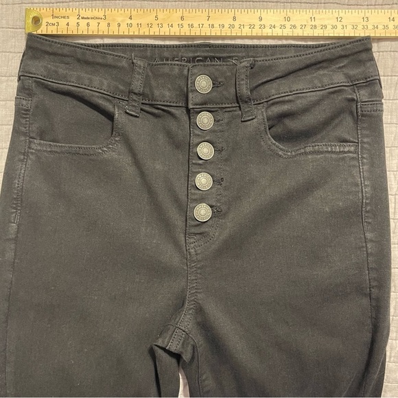 American Eagle Black Super Hi-Rise Jegging Distressed 4 Regular - Picture 2 of 9